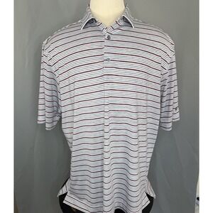 FootJoy FJ ProDry Men's Golf‎ Polo Shirt 2XL White Gray Red Stripe Mar Jac Logo